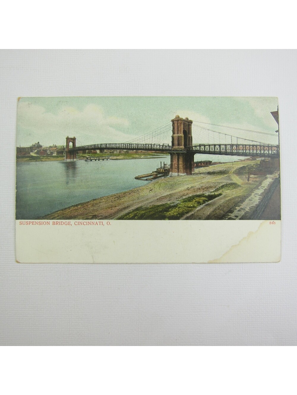 Postcard Covington Kentucky Suspension Bridge Cincinnati Ohio Antique Unposted